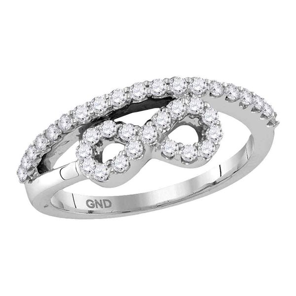 Round Diamond Woven Infinity Band Ring 1/2 Cttw 10KT White Gold