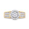 Image 2 : Round Diamond Flower Cluster Ring 1/2 Cttw 14KT Yellow Gold