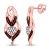 Image 1 : Round Red Color Enhanced Diamond Heart Earrings 1/6 Cttw 10KT Rose Gold