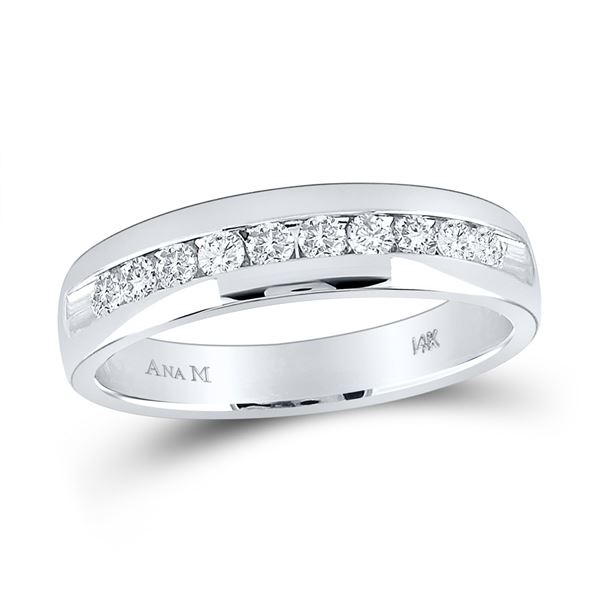 Round Diamond Wedding Single Row Band Ring 1/2 Cttw 14KT White Gold