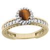 0.95 CTW Tiger Eye & Diamond Ring 14K Yellow Gold - REF-66K2W