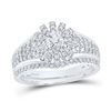 Diamond Bridal Wedding Ring Band Set 1 Cttw 14KT White Gold