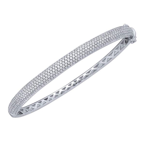 Round Diamond Pave Bangle Bracelet 2 Cttw 14KT White Gold