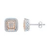 Image 1 : Round Diamond Square Cluster Earrings 3/8 Cttw 10KT Two-tone Gold