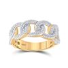 Image 1 : Round Diamond Curb Link Cuban Band Ring 5/8 Cttw 10KT Yellow Gold