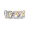 Image 2 : Round Diamond Curb Link Cuban Band Ring 5/8 Cttw 10KT Yellow Gold