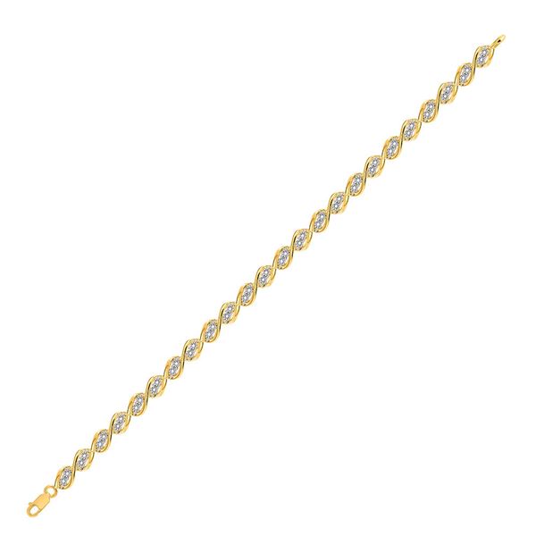 Round Diamond Illusion-set Tennis Bracelet 1/5 Cttw 10KT Yellow Gold