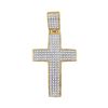 Image 1 : Round Diamond Roman Cross Charm Pendant 1/2 Cttw 10KT Yellow Gold