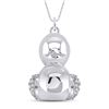 Image 1 : Round Diamond Duck Animal Pendant 1/10 Cttw 10KT White Gold