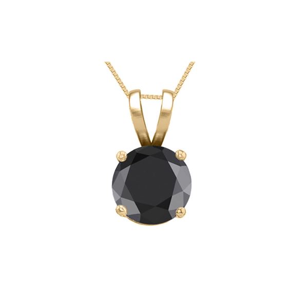 14K Yellow Gold 0.54 ct Black Diamond Solitaire Necklace - REF-42H2W