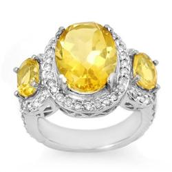 FAMOUS 8.50ctw ACA CERTIFIED DIAMOND & CITRINE RING