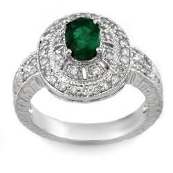 ACA CERTIFIED 1.58ctw DIAMOND & EMERALD RING WHITE GOLD