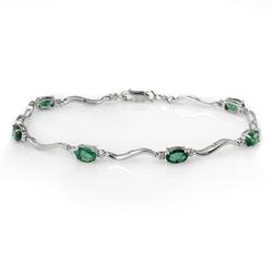 ACA CERTIFIED 3.02ctw DIAMOND & EMERALD TENNIS BRACELET