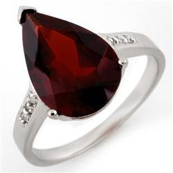 ACA CERTIFIED 5.10ctw DIAMOND & GARNET RING WHITE GOLD