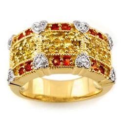 RING 1.75ctw CERTIFIED DIAMOND & RED, YELLOW SAPPHIRE