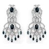 Image 1 : CERTIFIED 17.60ctw DIAMOND & SAPPHIRE EARRINGS 14K GOLD