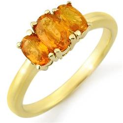 THREE-STONE 1.18ctw ACA CERTIFIED ORANGE SAPPHIRE RING