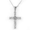 Image 1 : CERTIFIED 0.75ctw DIAMOND CROSS NECKLACE 14K WHITE GOLD