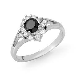 CERTIFIED .85ctw WHITE & BLACK DIAMOND RING WHITE GOLD