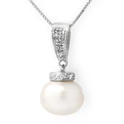 NECKLACE 0.15ct ACA CERTIFIED DIAMOND & PEARL 14KT GOLD