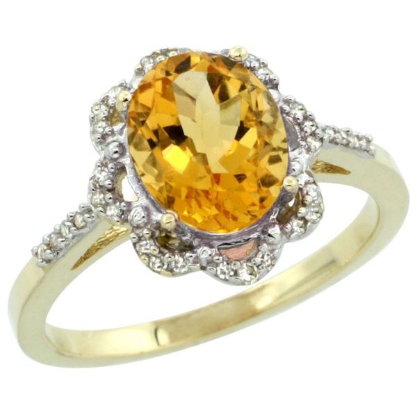 1.94 CTW Citrine & Diamond Ring 14K Yellow Gold - REF-45Y8V