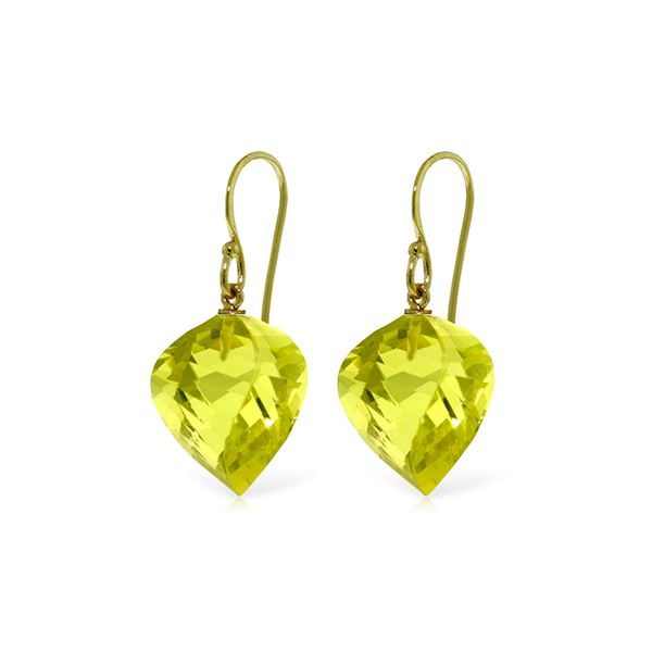 Genuine 21.5 ctw Quartz Lemon Earrings 14KT Yellow Gold - REF-33X7M