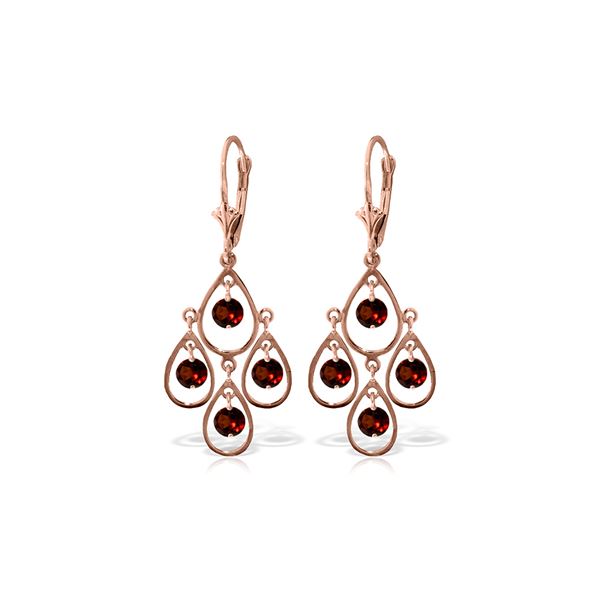 Genuine 2.4 ctw Garnet Earrings 14KT Rose Gold - REF-54X9M