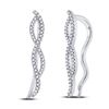 Image 1 : Round Diamond Twist Climber Earrings 1/4 Cttw 10KT White Gold