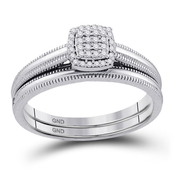 Diamond Bridal Wedding Ring Band Set 1/10 Cttw 10KT White Gold