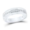 Image 1 : Round Diamond Wedding Single Row Band Ring 1/3 Cttw 14KT White Gold