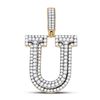 Image 1 : Round Diamond Letter U Charm Pendant 1-7/8 Cttw 10KT Yellow Gold