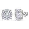 Image 1 : Round Diamond Cluster Earrings 2 Cttw 14KT White Gold