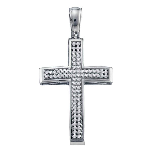 Round Diamond Cross Pendant 1/4 Cttw 10KT White Gold