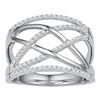 Image 1 : Round Diamond Crisscross Crossover Band Ring 1/3 Cttw 10KT White Gold