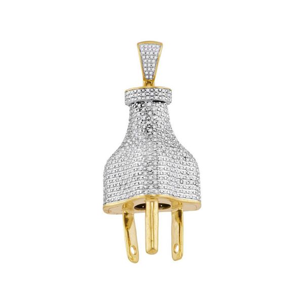 Round Diamond Plug Charm Pendant 1 Cttw 10KT Yellow Gold
