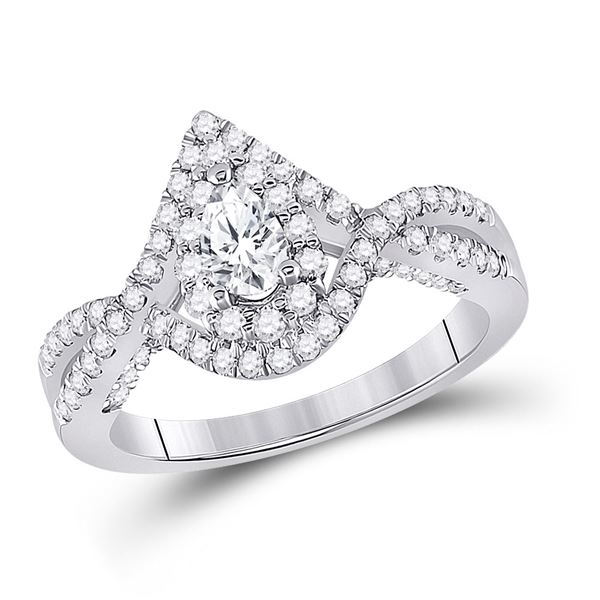 Halo Bridal Wedding Engagement Ring 1 Cttw 14KT White Gold