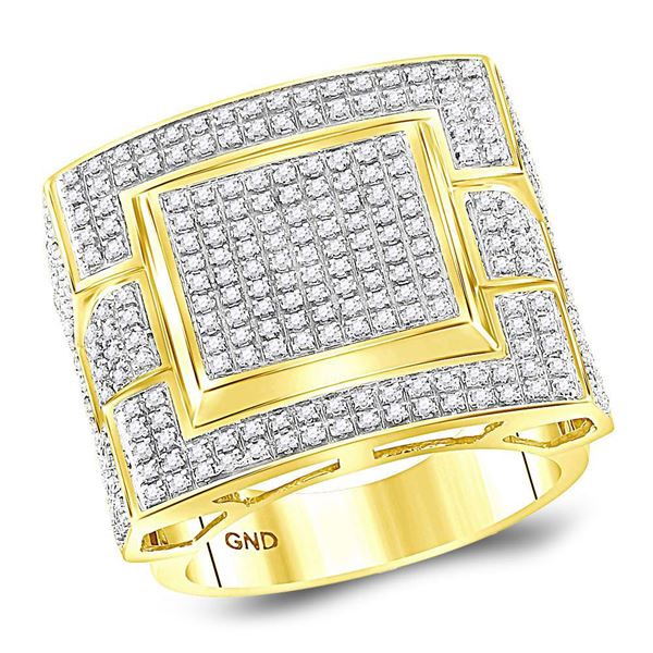 Round Diamond Square Cluster Ring 1 Cttw 10KT Yellow Gold