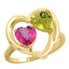 Image 1 : 2.61 CTW Diamond, Pink Topaz & Lemon Quartz Ring 14K Yellow Gold - REF-33K5W