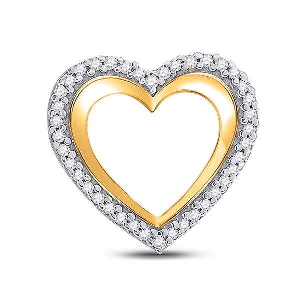 Round Diamond Heart Pendant 1/8 Cttw 10KT Yellow Gold