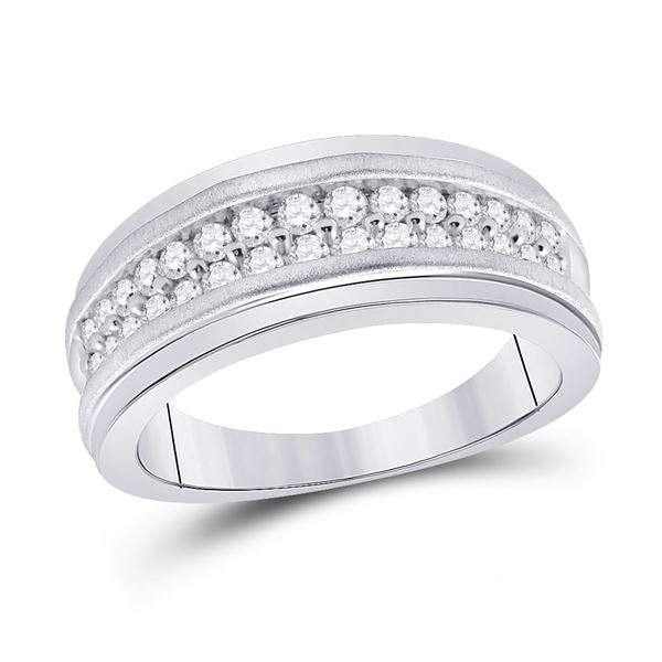 Round Diamond Double Row Band Ring 3/4 Cttw 10KT White Gold