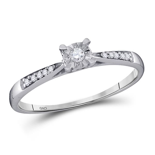 Diamond Solitaire Bridal Wedding Engagement Ring 1/10 Cttw 10KT White Gold