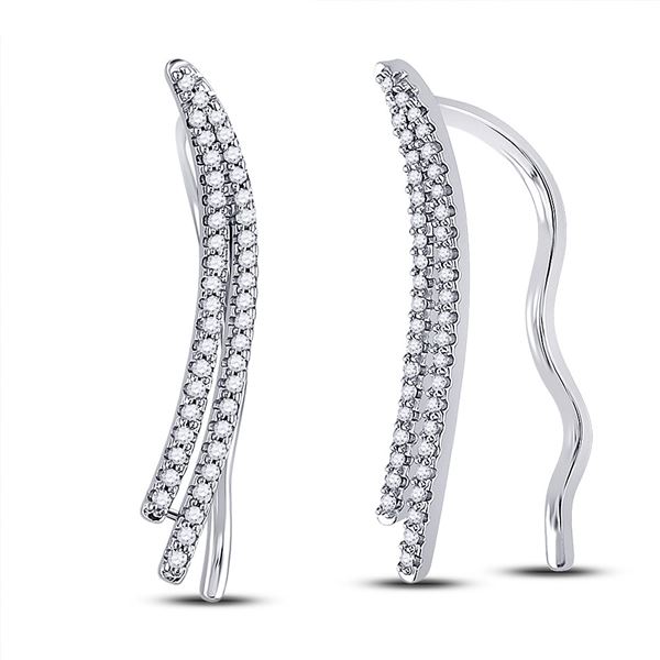 Round Diamond Climber Earrings 1/4 Cttw 10KT White Gold