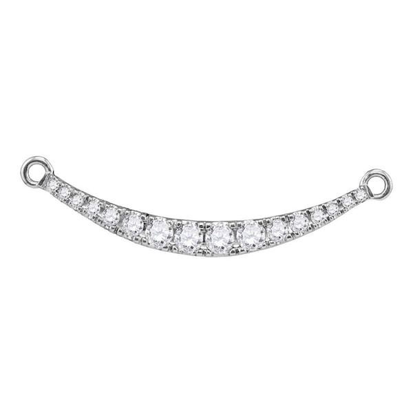 Round Diamond Curved Bar Pendant Necklace 1/2 Cttw 10KT White Gold
