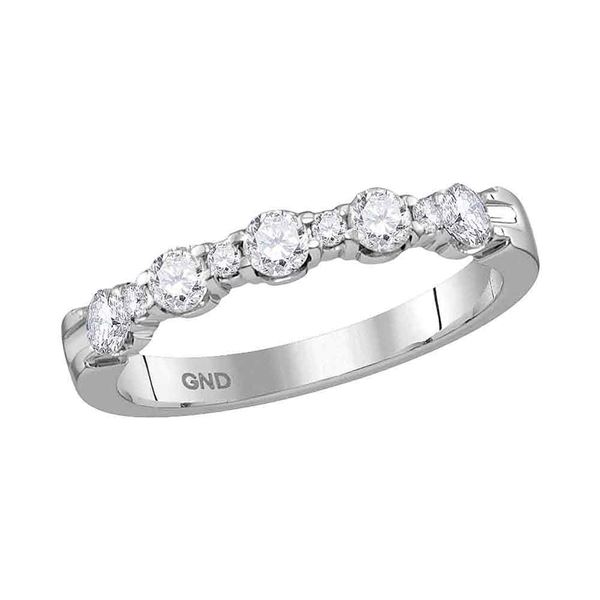 Round Diamond Wedding Anniversary Band Ring 1/2 Cttw 14KT White Gold