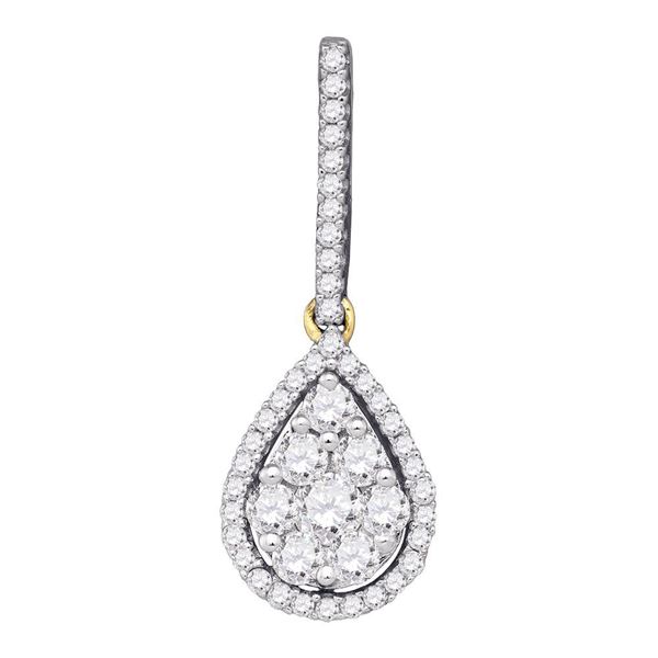 Round Diamond Teardrop Cluster Pendant 3/4 Cttw 10KT Yellow Gold