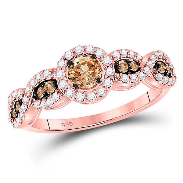 Round Brown Diamond Solitaire Ring 3/4 Cttw 14KT Rose Gold