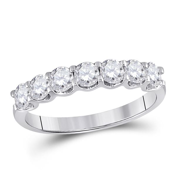 Round Diamond Classic Anniversary Band Ring 1 Cttw 14KT White Gold