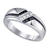 Image 1 : Round Black Color Enhanced Diamond Band Ring 1/5 Cttw 14KT White Gold