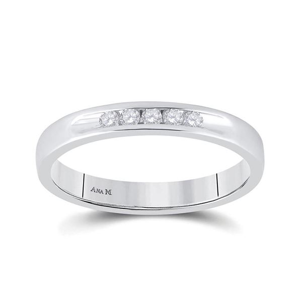 Round Diamond Wedding Single Row Band 1/8 Cttw 14KT White Gold