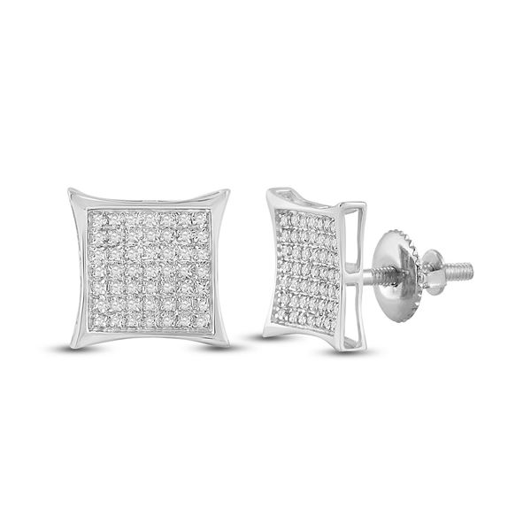 Round Diamond Kite Square Earrings 1/3 Cttw 10KT White Gold